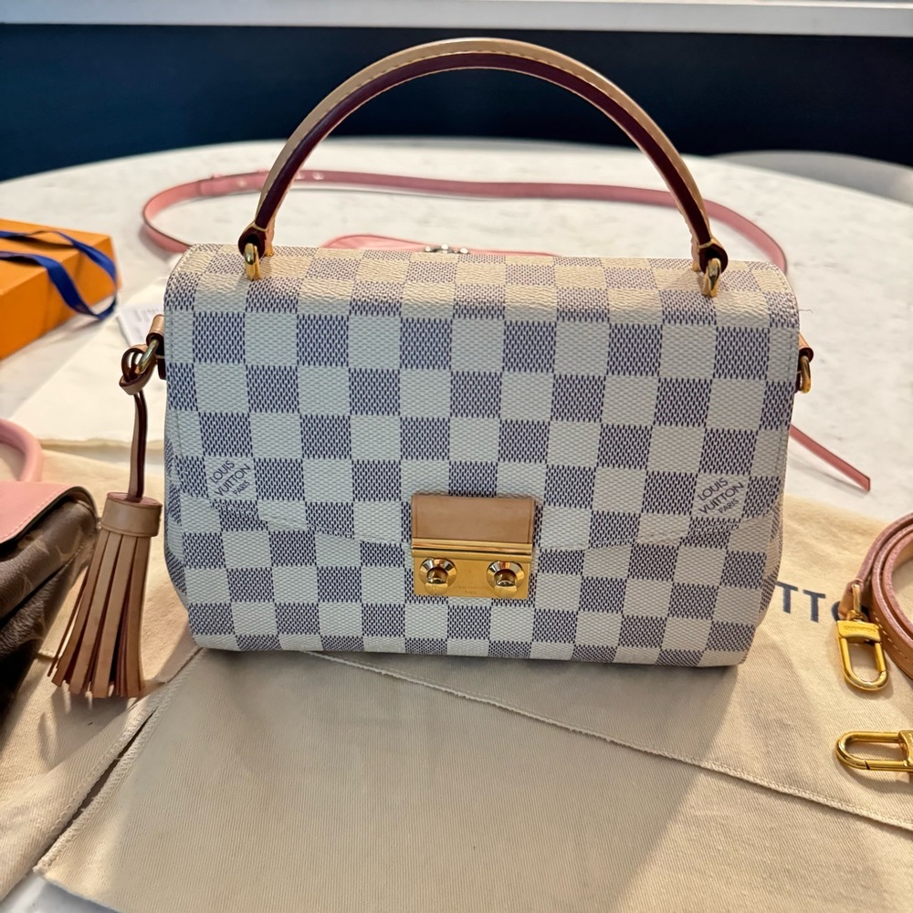 Like New LOUIS VUITTON Damier Azur Croisette Top Handle/Crossbody - Picture 2 of 13